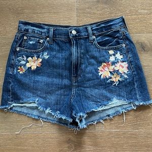 American Eagle Outfitters Blue Jean Shorts with Distressed Hem